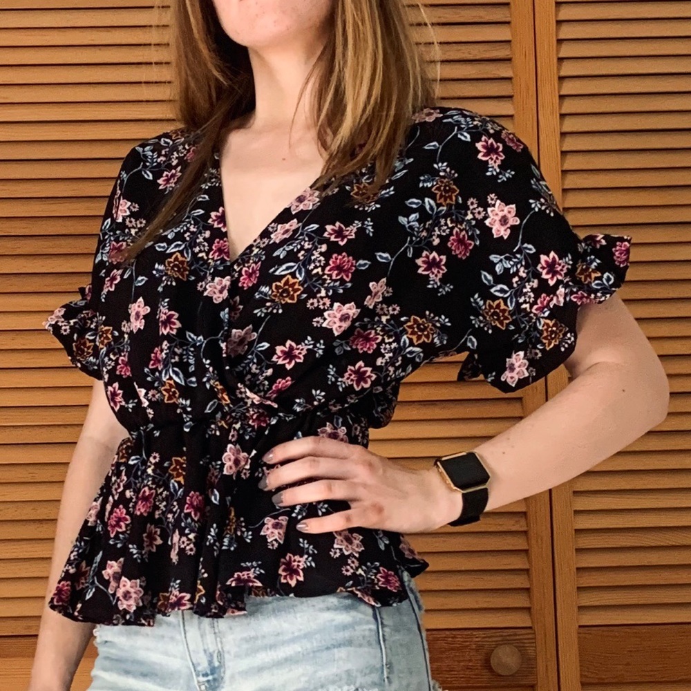 Floral Dolman Sleeve Blouse, Used